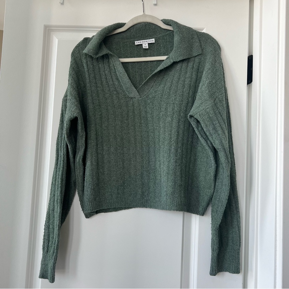Green collared sweater